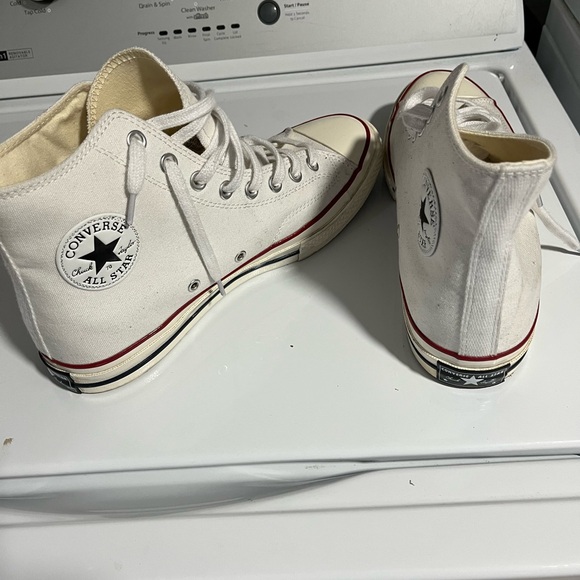 White High-Top Sneakers with Red Accents - Picture 4 of 5